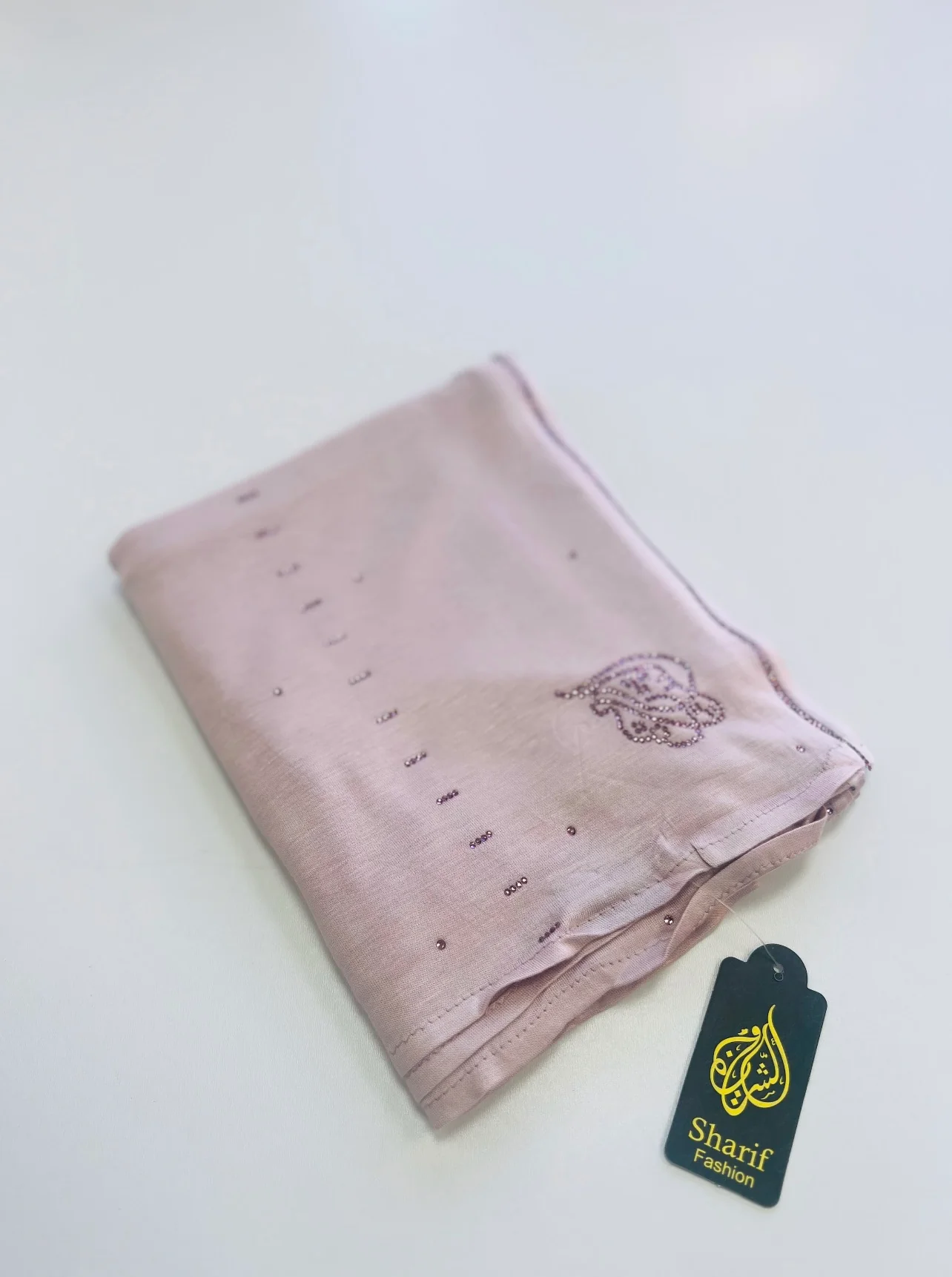 Sharif Line Accent Diamante Jersey Long Hijab - Image 3