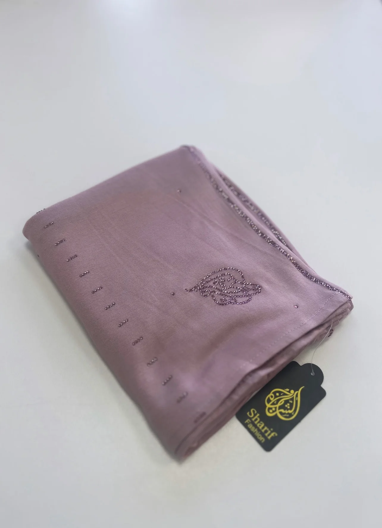 Sharif Line Accent Diamante Jersey Long Hijab - Image 4