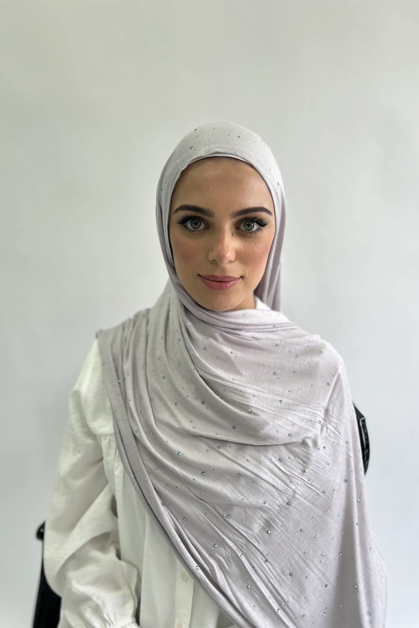 Spotted Diamante Cotton Blend Jersey Hijab - Image 2