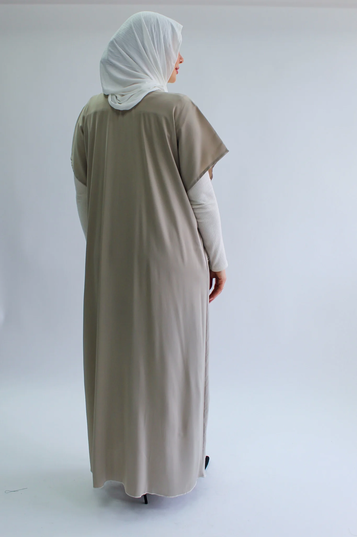 Stone Plain Short Sleeve Dress  - Silky Ripple Satin - Image 4