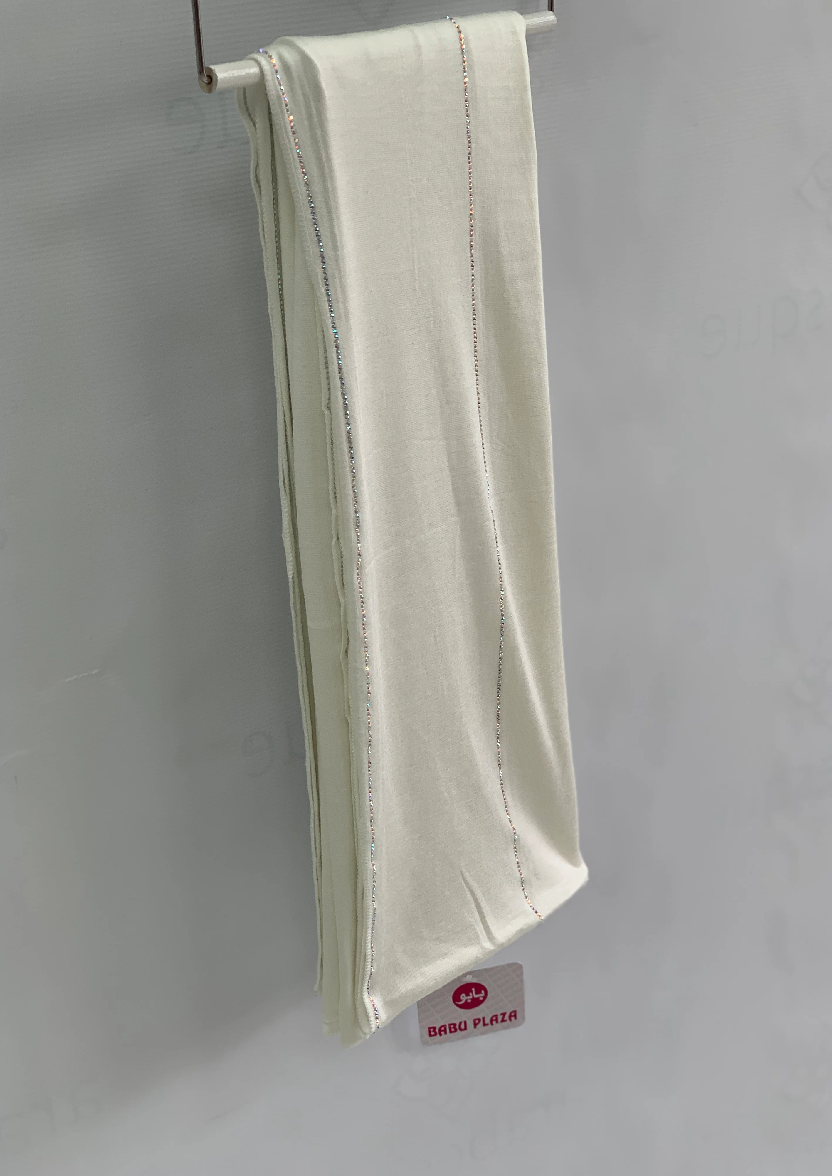 Stripe Diamante Cotton Blend Jersey Hijab - Image 6
